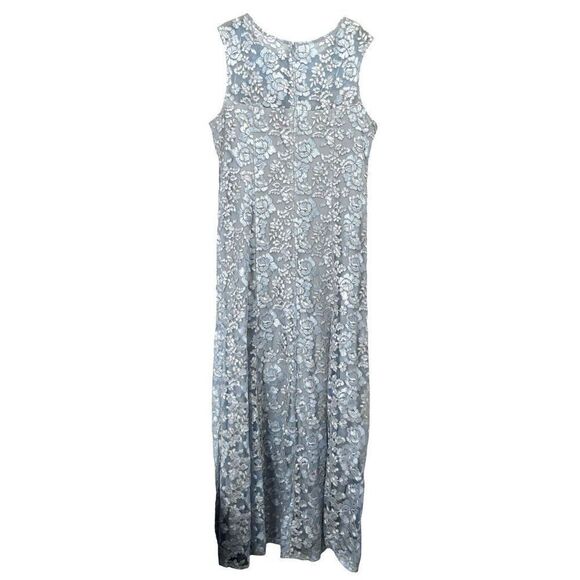 NEW Alex Evenings Embroidered Tulle Lace Fit & Flare Illusion Neckline gown maxi - Picture 9 of 11